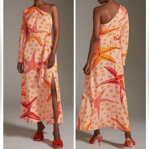 Anthropologie x Farm Rio One-Shoulder Starfish Maxi Dress, Size S